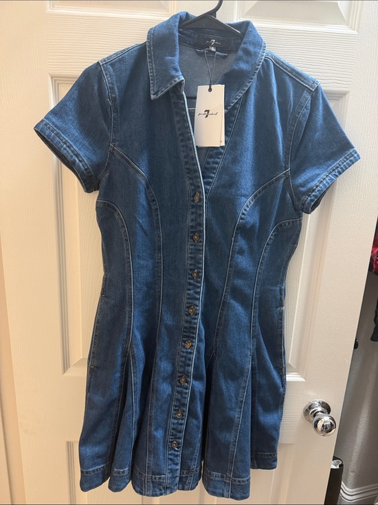 7 For All Mankind Dresses & Skirts - 7 for all Mankind Fit and Flare Denim Button-Front Mini Dress - Blue